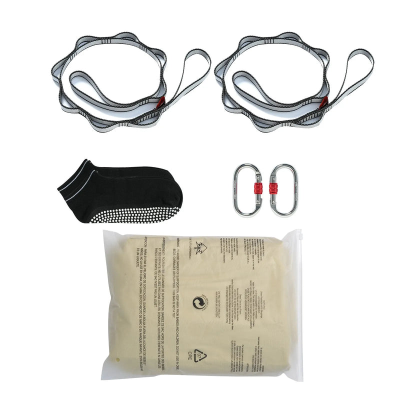 Gaisa jogas šūpoles un šūpulis, 4,02 m, iesācēju komplekts ar 100 gsm neilona audumu, pilns stiprinājumu komplekts un viegla uzstādīšanas instrukcija, pretgravitācijas lidojums visiem fitnesa līmeņiem, zelta krāsa