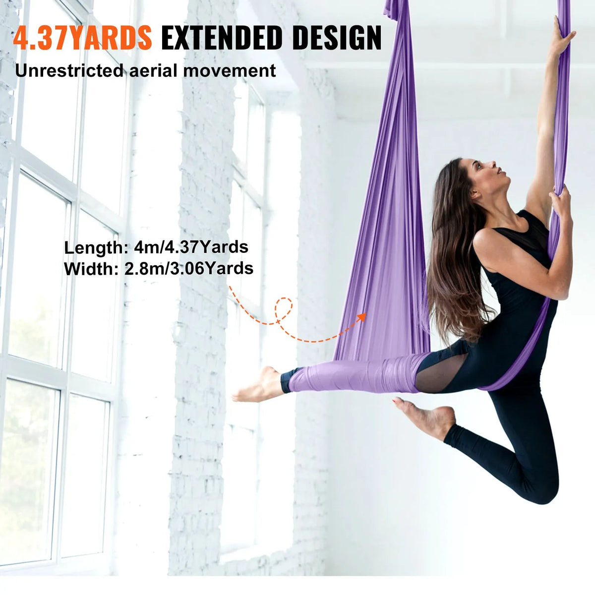 VEVOR Aerial Yoga Hammock 4.0 m, 100 g/m² Nylon, with Mounting Kit, Purple