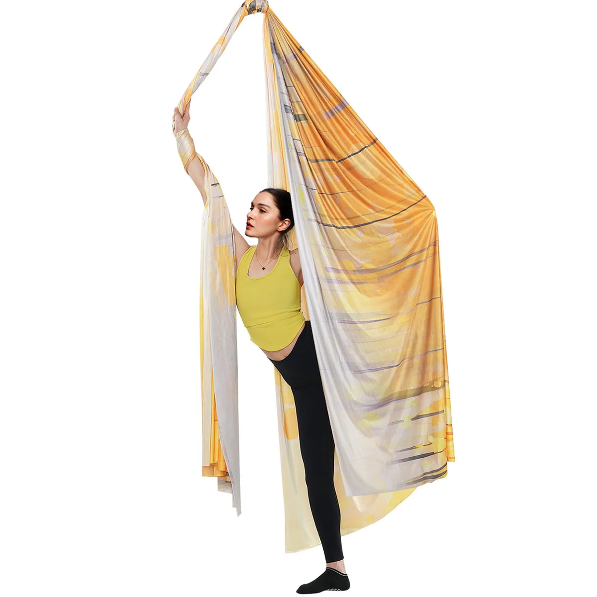 VEVOR Aerial Yoga Hammock 5.0 m, 100 g/m² Nylon, with Mounting Kit, Gold