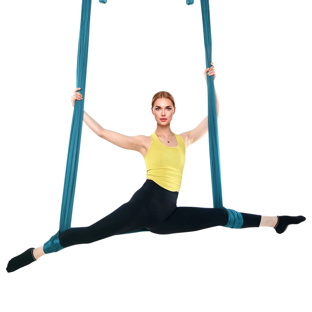 VEVOR Aerial Yoga Swing 5.03 m, 100 gsm Nylon, Beginner Kit with Mounting Hardware, Green