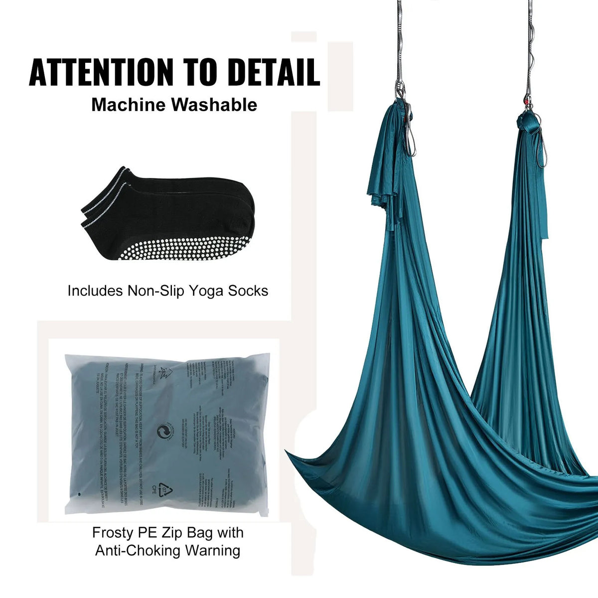 VEVOR Aerial Yoga Swing 5.03 m, 100 gsm Nylon, Beginner Kit with Mounting Hardware, Green