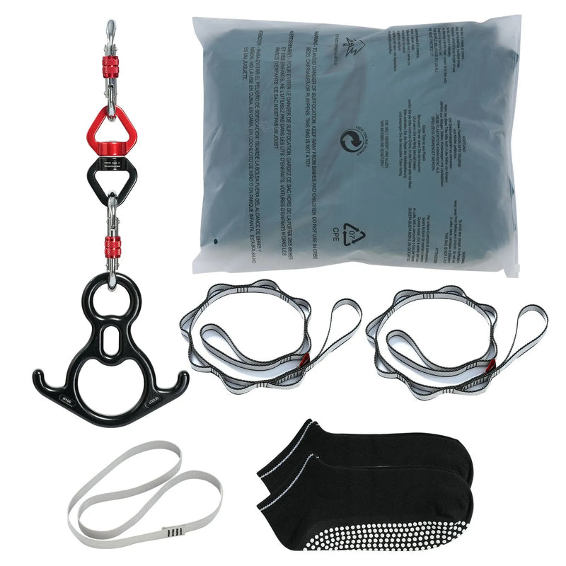 Gaisa jogas šūpulis un audums, 8,0 m, 100 g/m² neilons, ar stiprinājumu komplektu un uzstādīšanas ceļvedi, piemērots visiem sagatavotības līmeņiem, zaļš