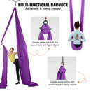 Gaisa joga šūpoles un zīds, 7.96 m – komplekts gaisa jogai ar 100 gsm neilona audumu, pilns stiprinājumu komplekts un vieglas uzstādīšanas ceļvedis, antigravitācijas lidojumi visiem fitnesa un ķermeņa sagatavošanās līmeņiem, violets