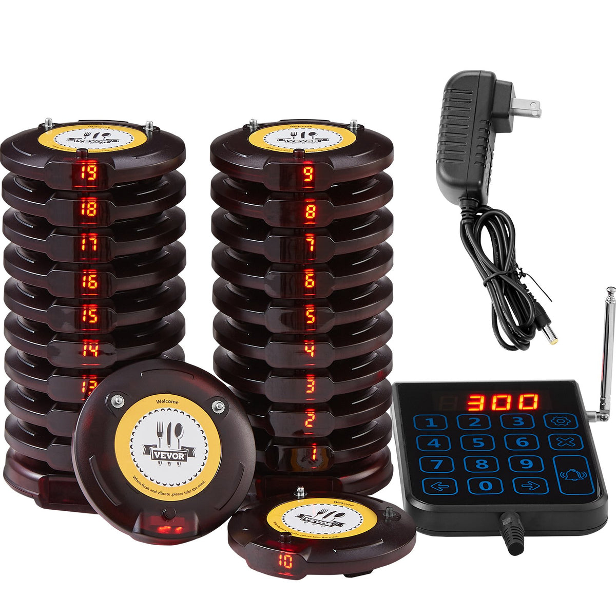 VEVOR Restaurant Wireless Calling System with 20 Call Buttons
