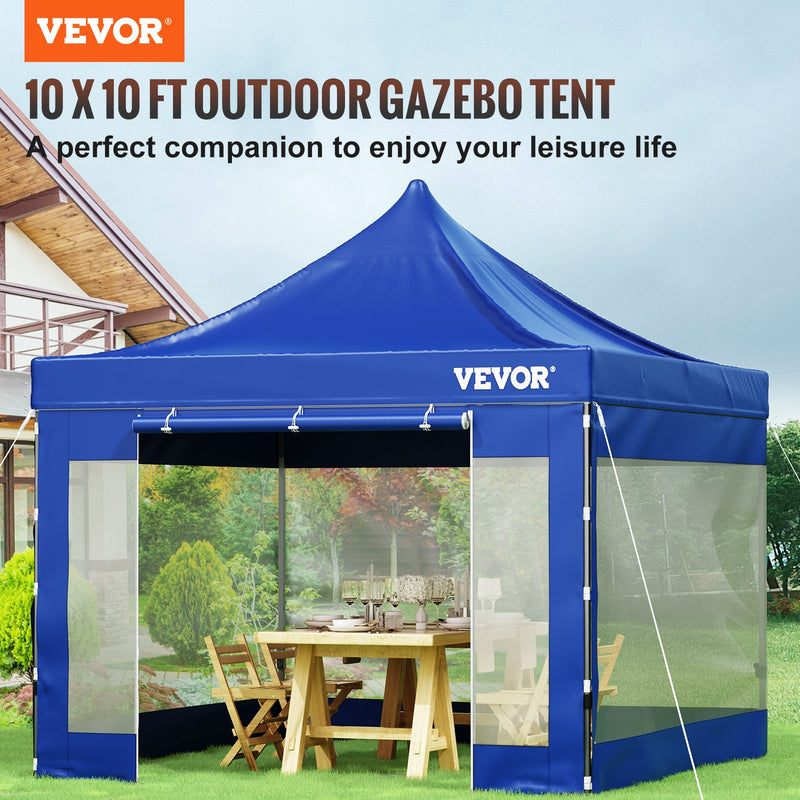 VEVOR  3 x 3 m Pop-Up Gazebo Nojume Regulējams augstums | Ērta uzstādīšana | Kompakta uzglabāšana, ar Noņemamām Sienām un Ratiņsomu, UV izturīga un ūdensnecaurlaidīga, piemērota ballītēm, dārzam un pagalmam, zila