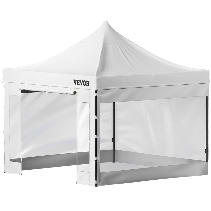 VEVOR  3 x 3 m Pop-Up Gazebo Nojume Regulējams augstums | Ērta uzstādīšana | Kompakta uzglabāšana, ar Noņemamām Sienām un Ratiņsomu, UV izturīga un ūdensnecaurlaidīga, piemērota ballītēm, dārzam un pagalmam, balta