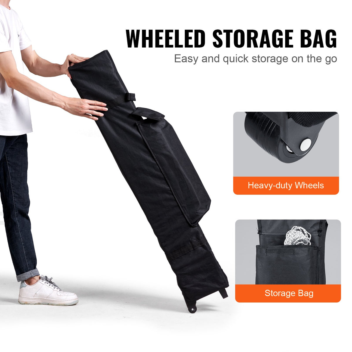 VEVOR Retractable Canopy 305 x 305 cm, Equipped with Wheel Storage Bag and Specialised Accessory Bag, Dark Grey