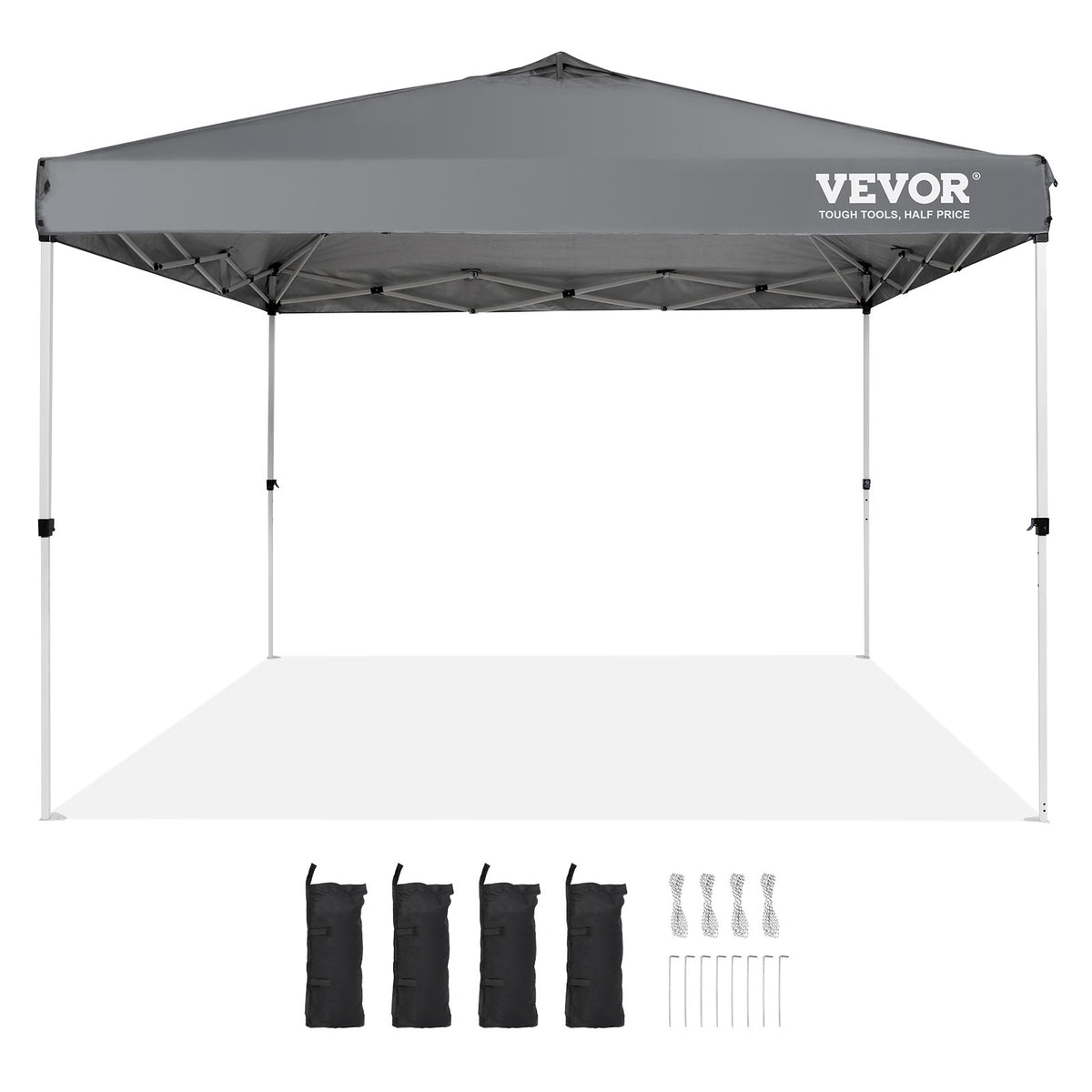 VEVOR Retractable Canopy 305 x 305 cm, Equipped with Wheel Storage Bag and Specialised Accessory Bag, Dark Grey
