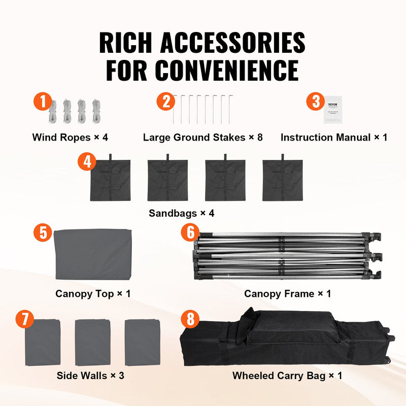 VEVOR Pop-up nojume 3x3 м в одном помещении, тамши пелека