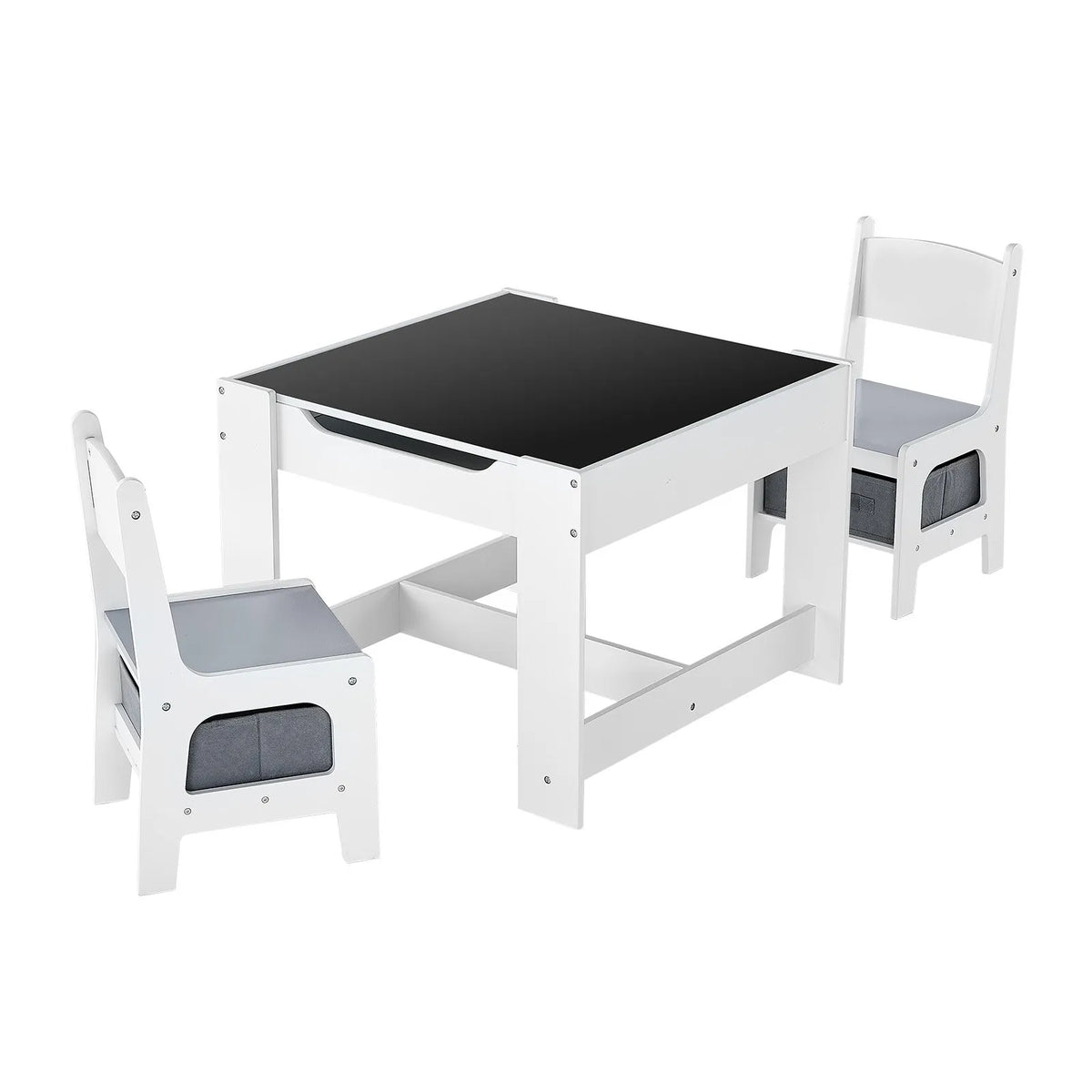 VEVOR Children's Table with 2 Chairs and Storage, Wood, White