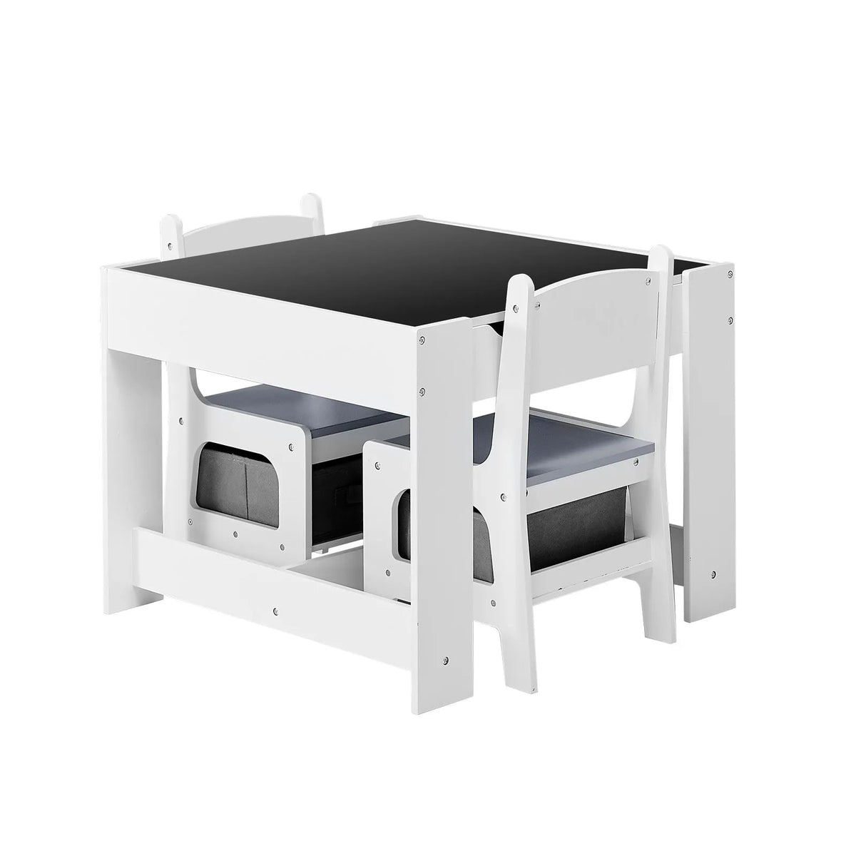 VEVOR Children's Table with 2 Chairs and Storage, Wood, White
