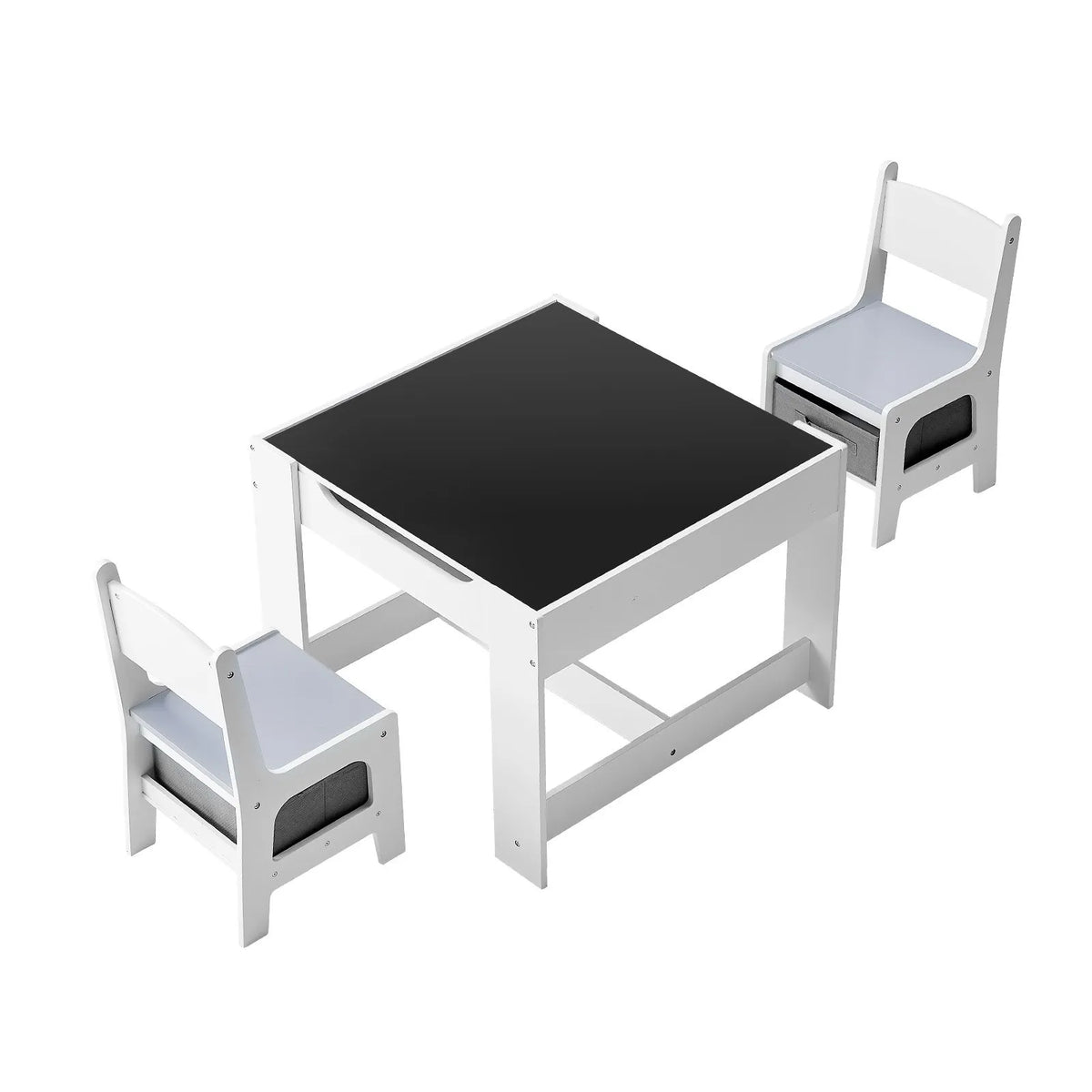 VEVOR Children's Table with 2 Chairs and Storage, Wood, White