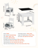 VEVOR bērnu galds ar 2 krēsliem, toddleru galds un krēslu komplekts ar uzglabāšanas vietu zem galda un auduma kastīti zem krēsliem, koka galds mākslai, radošajām aktivitātēm, lasīšanai, mācībām un zīmēšanai, balts.