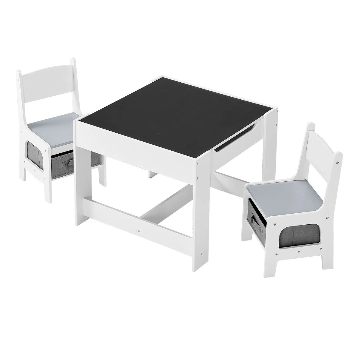 VEVOR Children's Table with 2 Chairs and Storage, Wood, White