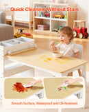 VEVOR bērnu mākslas galds ar krēsliem, toddleru radošais galds ar 3 līmeņu uzglabāšanas skapi, koka aktivitāšu galds ar 2 krēsliem, mākslas un radošajām aktivitātēm, lasīšanai, mācībām, zīmēšanai un rakstīšanai, balts.