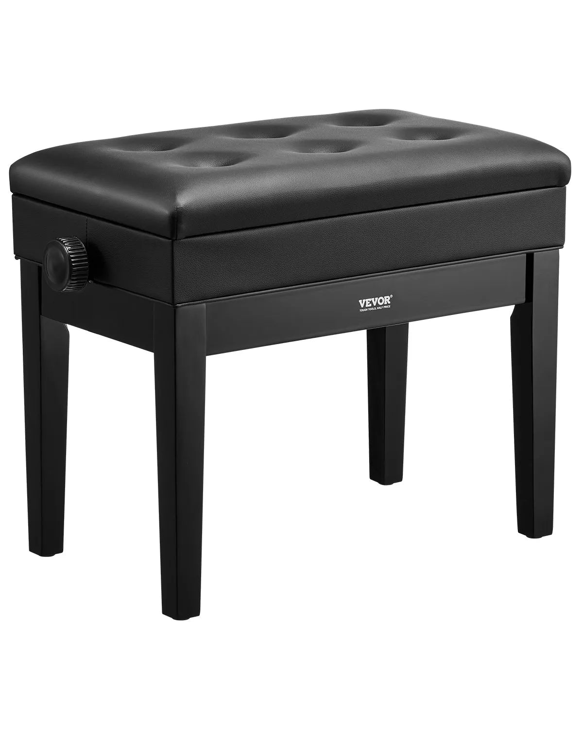 VEVOR Adjustable Piano Bench 56 cm with Storage Compartment and Wooden Shelf