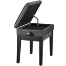 VEVOR regulējams klaviatūras soliņš ar uzglabāšanas nodalījumu, polsterētu sēdvietu un koka plauktu, 56 × 34 × 49 cm