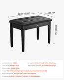 VEVOR dueta klavieru sols ar polsterētu sēdekli un glabātuvi, koka konstrukcija