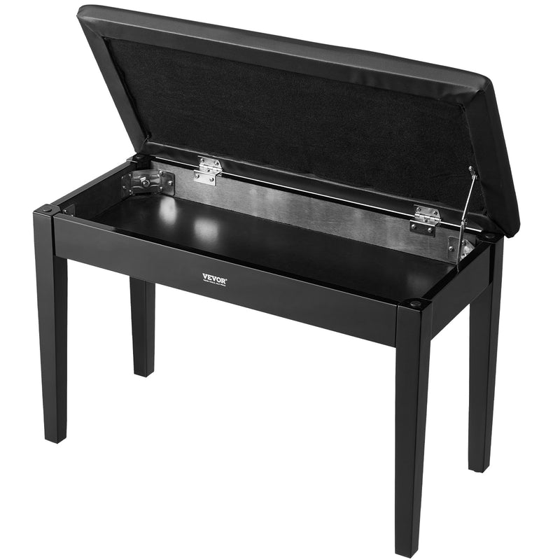 VEVOR dueta klavieru sols ar polsterētu sēdekli un glabātuvi, koka konstrukcija