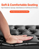 VEVOR regulējams klaviatūras soliņš ar uzglabāšanas nodalījumu, polsterētu sēdvietu un koka grāmatu plauktu, 750 × 360 × 515 mm