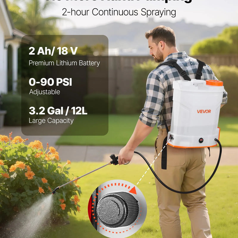 12 litru akumulatora mugursomas smidzinātājs, 0-6,2 bar, 2 h darbības laiks, dārzam un zālienam