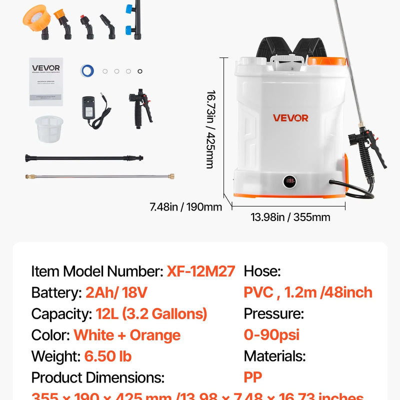 12 litru akumulatora mugursomas smidzinātājs, 0-6,2 bar, 2 h darbības laiks, dārzam un zālienam