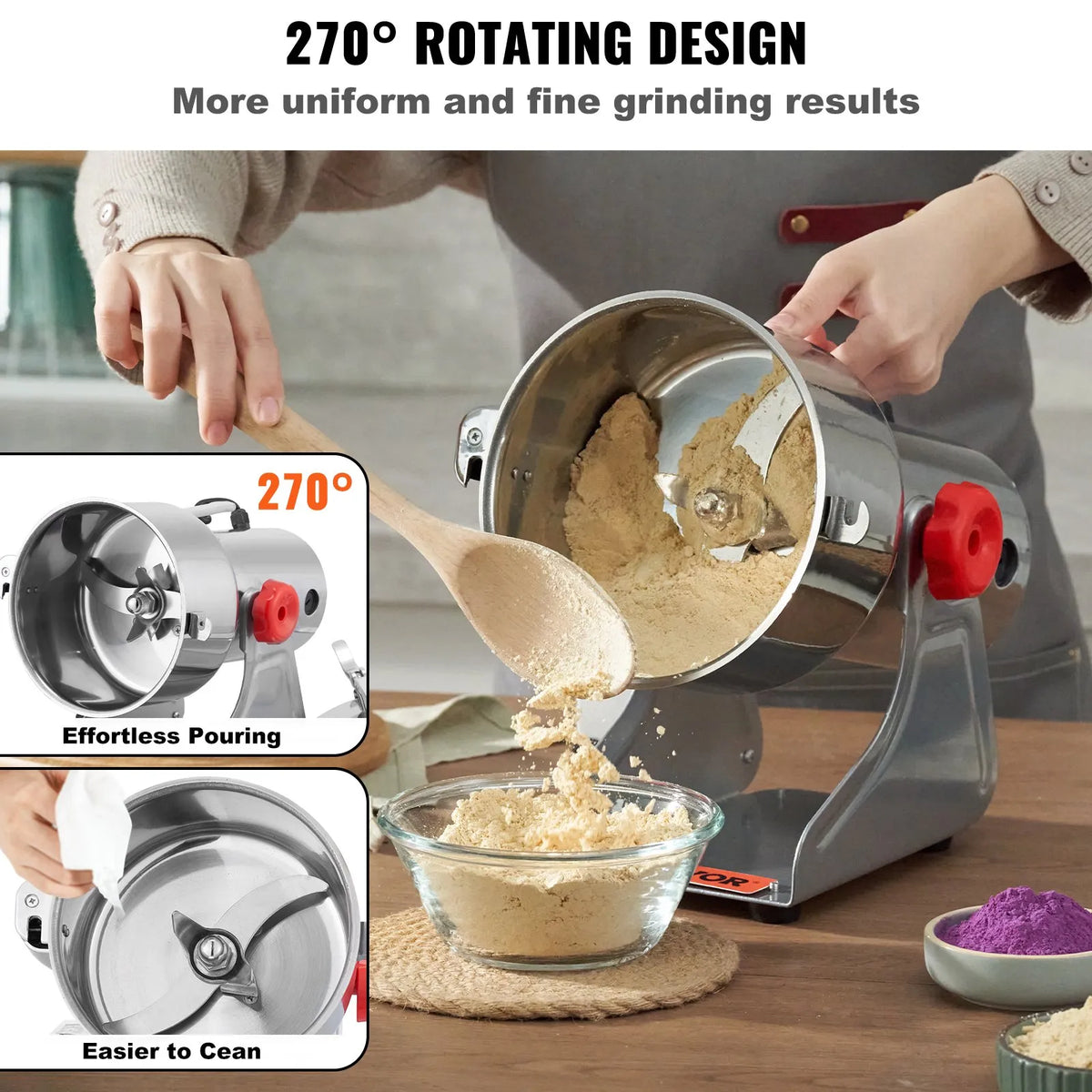 VEVOR Electric Grain and Spice Grinder 2500 g, 2500 W, Commercial, Stainless Steel