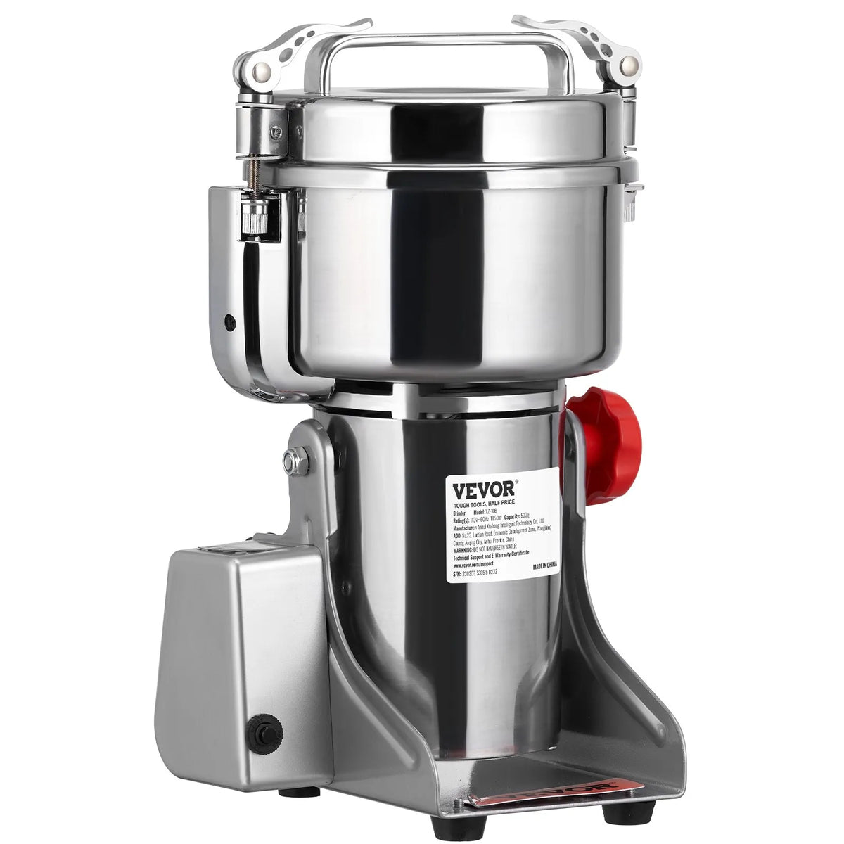 VEVOR Electric Grain and Spice Grinder 2500 g, 2500 W, Commercial, Stainless Steel