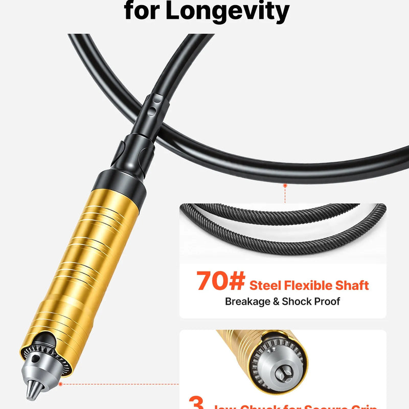 VEVOR elastīgās vārpstas slīpmašīna, 1200 W, 30 000 apgr./min elektriska rotācijas instrumenta komplekts ar kājas pedāļa vadību, piekarināms gravieris/slīpmašīna ar 112 piederumiem slīpēšanai, pulēšanai, apdarei un griešanai