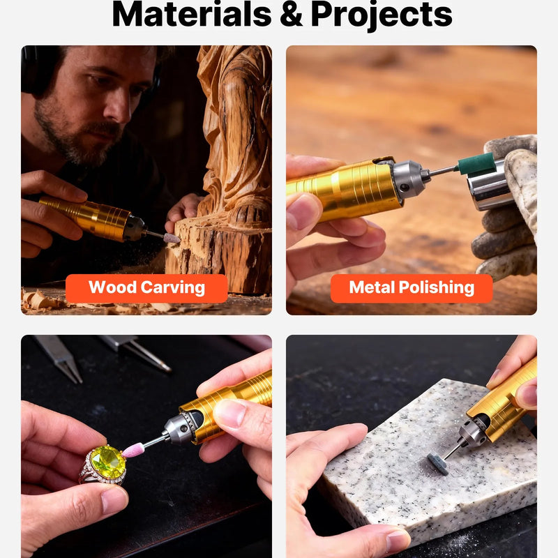 VEVOR elastīgās vārpstas slīpmašīna, 1200 W, 30 000 apgr./min elektriska rotācijas instrumenta komplekts ar kājas pedāļa vadību, piekarināms gravieris/slīpmašīna ar 112 piederumiem slīpēšanai, pulēšanai, apdarei un griešanai