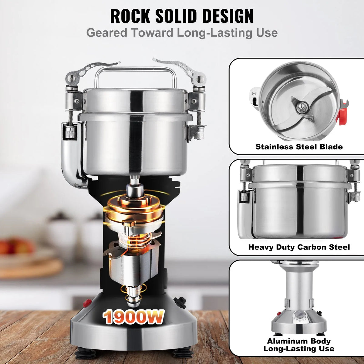 VEVOR Commercial Spice Grinder 300 g with High-Performance Motor
