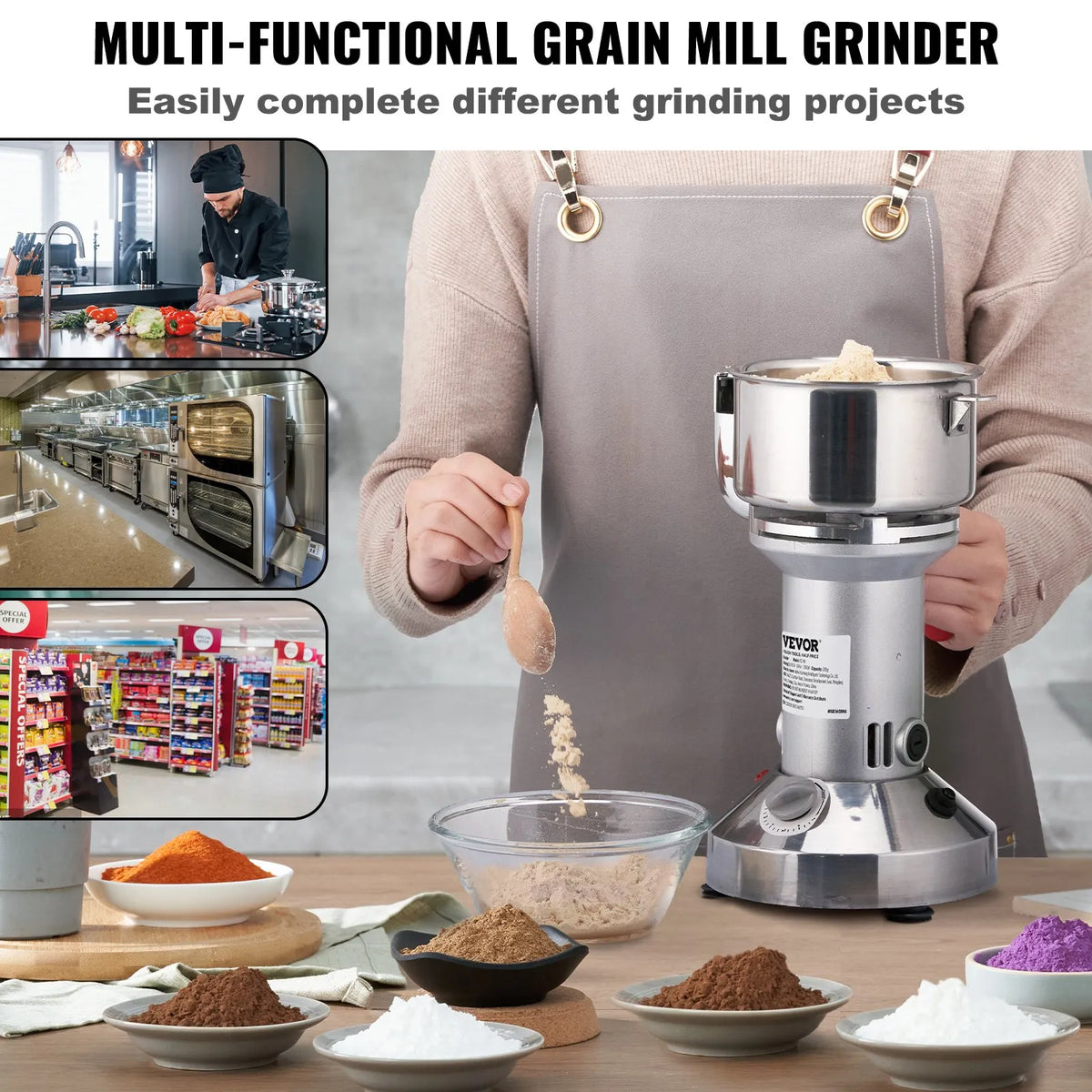 VEVOR Commercial Spice Grinder 300 g with High-Performance Motor