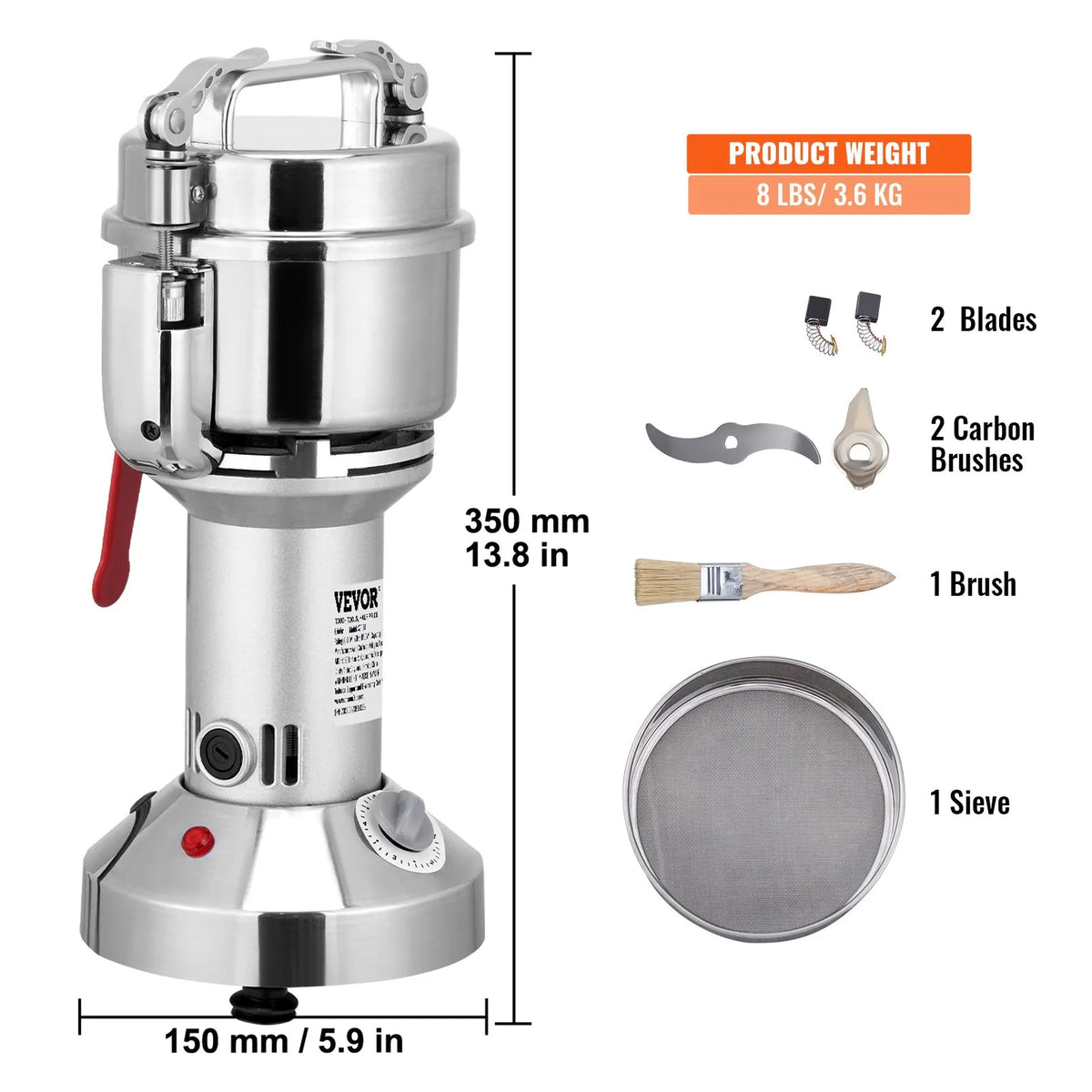 VEVOR Commercial Spice Grinder 300 g with High-Performance Motor