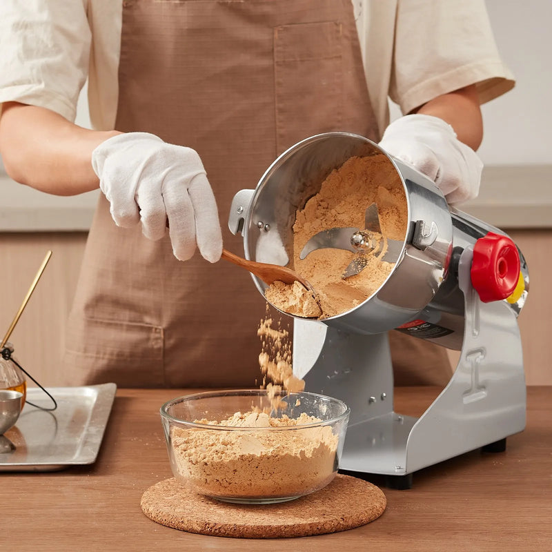 VEVOR 500 g elektriskās graudu dzirnaviņas, 2000 W augstas ātrdarbības komerciālā garšvielu malšanas iekārta, nerūsējošā tērauda pulverizators sausu graudu, garšvielu, graudaugu, kafijas, kukurūzas un piparu malšanai, šūpojamā tipa