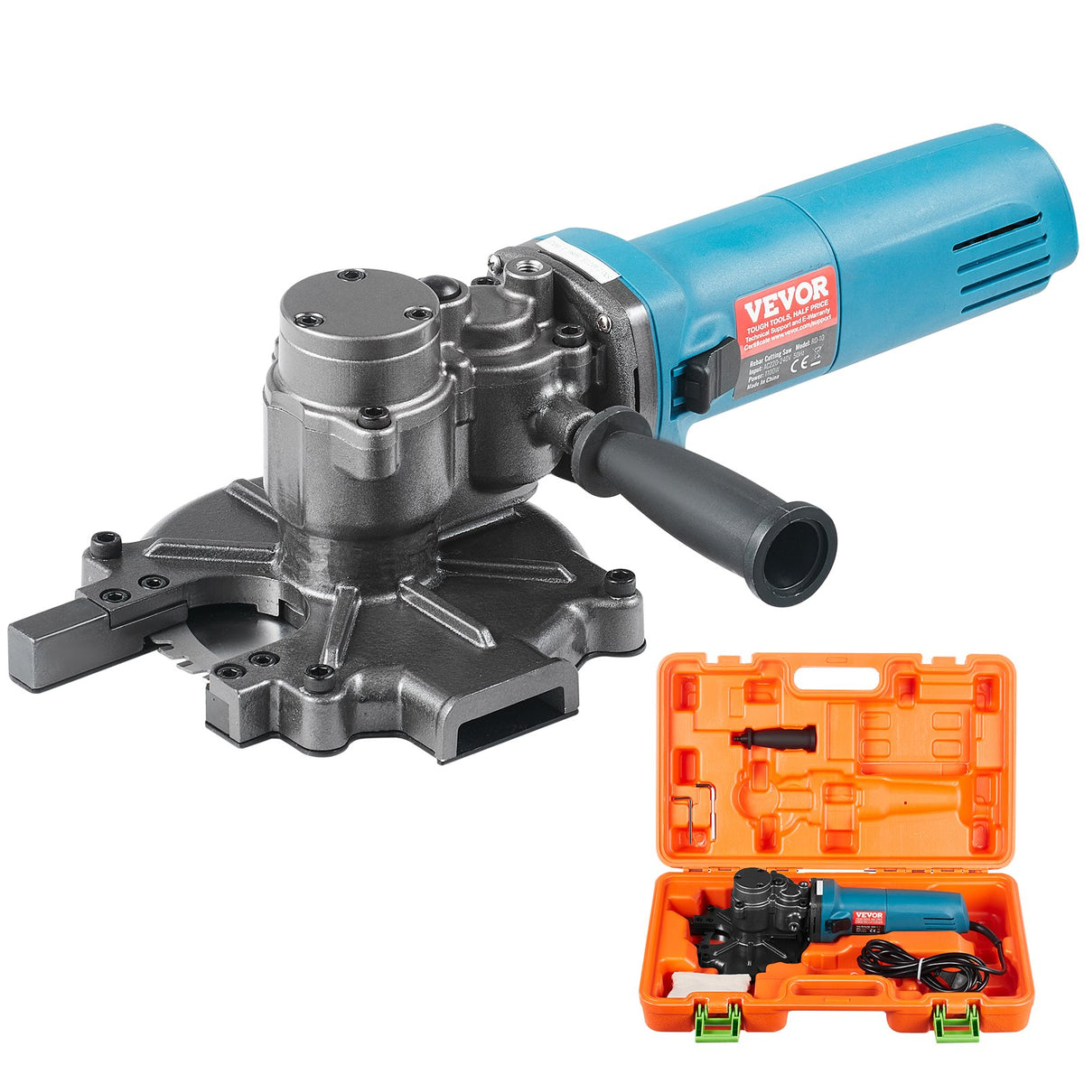 VEVOR Electric Rebar Cutter, 1100 W Portable Model, Cutting Range 4–40 mm, High-Power Steel and Concrete Rebar Cutter with Auxiliary Handle and Tool Case, Model RD-10