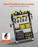 VEVOR 4 līmeņu instrumentu organizatora rati ar 68 kg slodzi, grīdas statīvs ar riteņiem urbju turētājam un stabilu uzglabāšanas plauktu, izturīgi rati darbnīcai un garāžai, melni