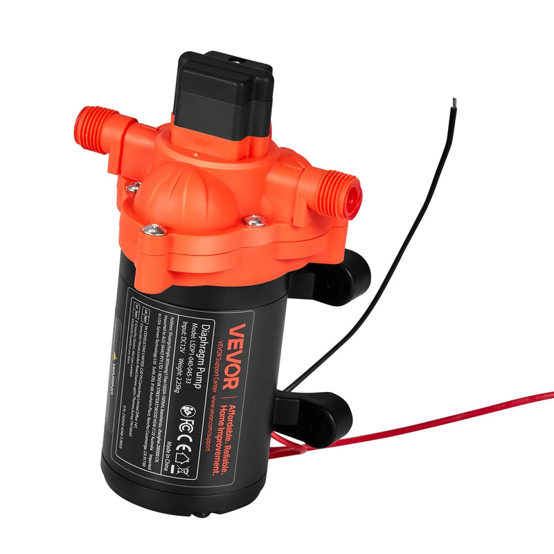 VEVOR kempera ūdens sūknis, 12 V DC, 15,1 l/min, 3 kameru pašuzsūcošs diafragmas sūknis ar automātisko spiediena slēdzi, maks. spiediens 2,8 bar, darbība pēc pieprasījuma kemperiem, karavānām, laivām, jahtām un automazgāšanai