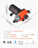 VEVOR kempera ūdens sūknis, 12 V DC, 22,7 l/min, 4 kameru pašuzsūcošs diafragmas sūknis ar automātisko spiediena slēdzi, maks. spiediens 4,8 bar, darbība pēc pieprasījuma kemperiem, karavānām, laivām, jahtām un automazgāšanai