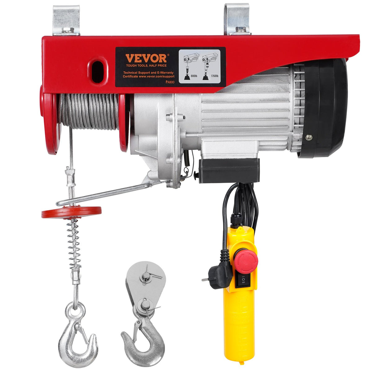 VEVOR Electric Hoist, Winch 800 kg with 4.3 m Remote Control, 230 V