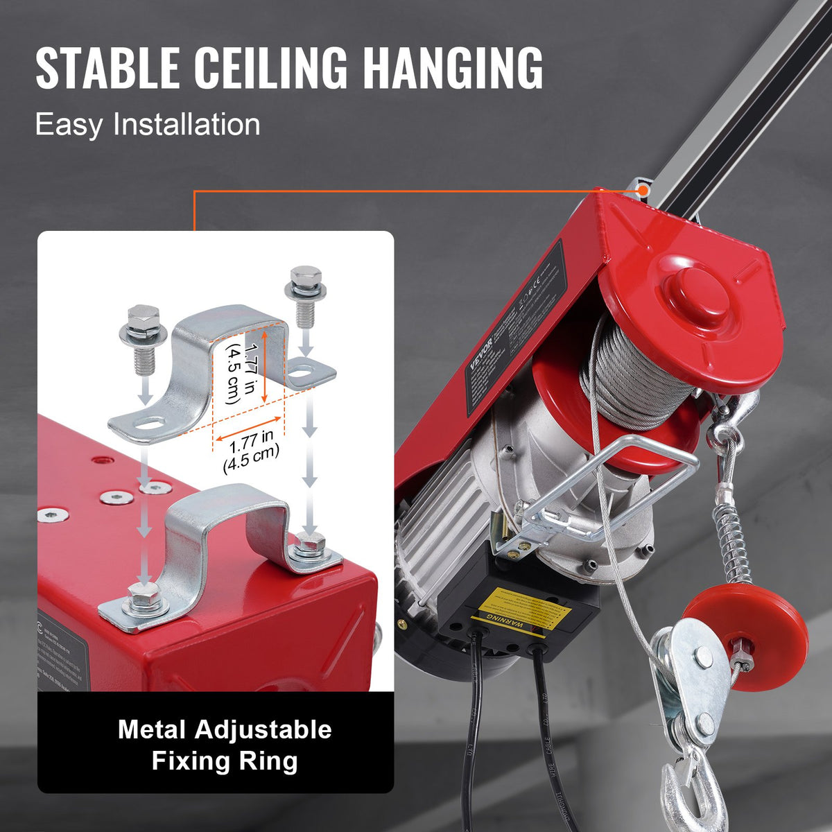 VEVOR Electric Hoist, Winch 800 kg with 4.3 m Remote Control, 230 V