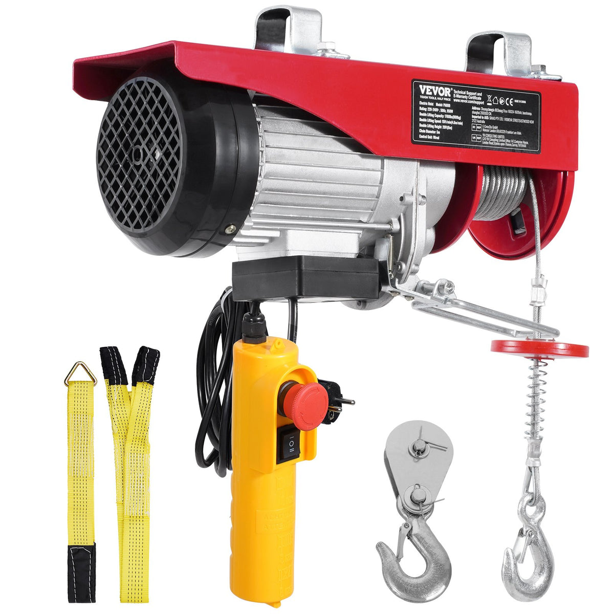 VEVOR Electric Hoist, Winch 800 kg with 4.3 m Remote Control, 230 V