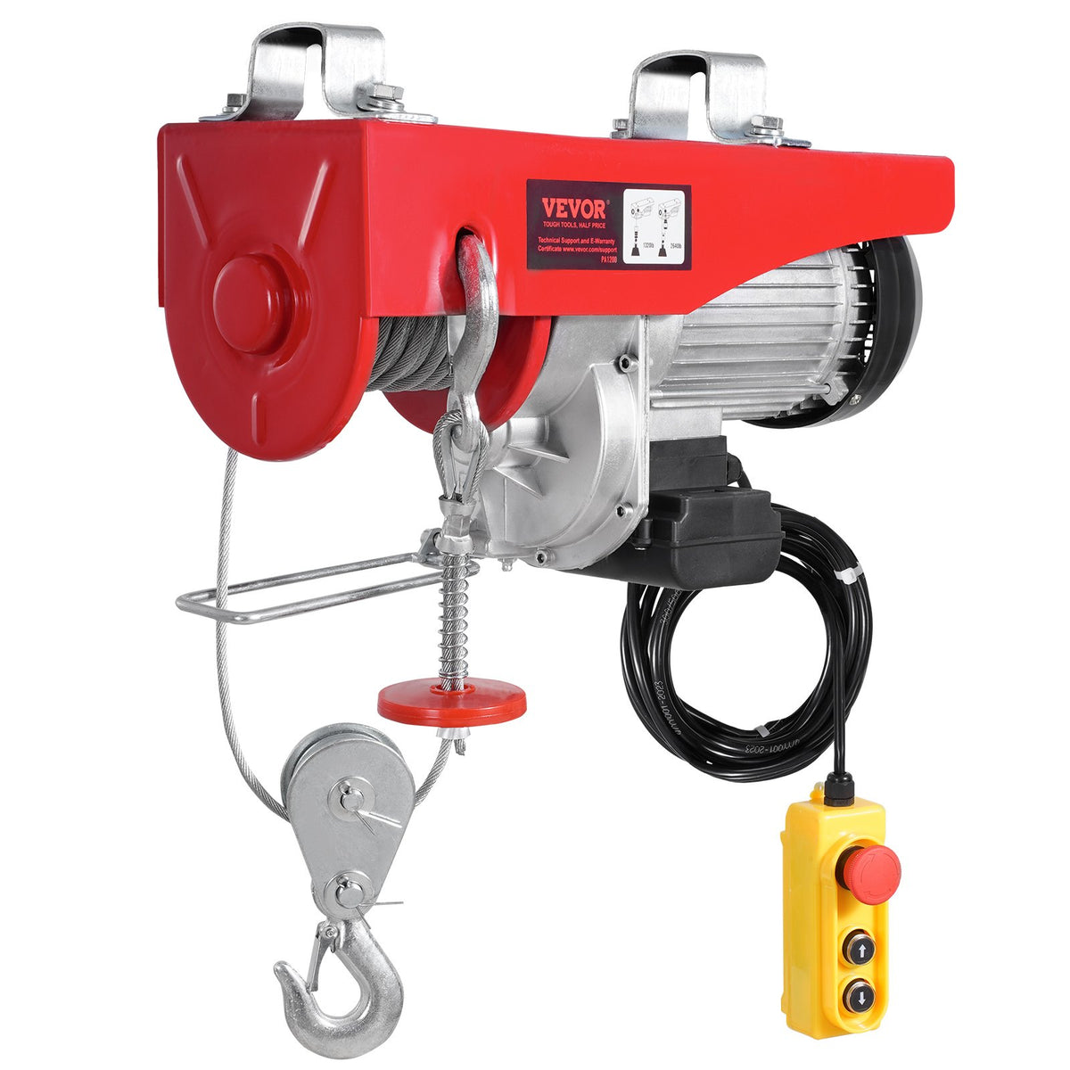 VEVOR Electric Hoist Winch, 1198 kg Capacity, with 4.27 m Cable Remote Control, 230 V