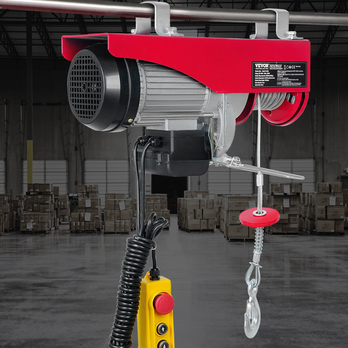 VEVOR Electric Hoist Winch, 1198 kg Capacity, with 4.27 m Cable Remote Control, 230 V