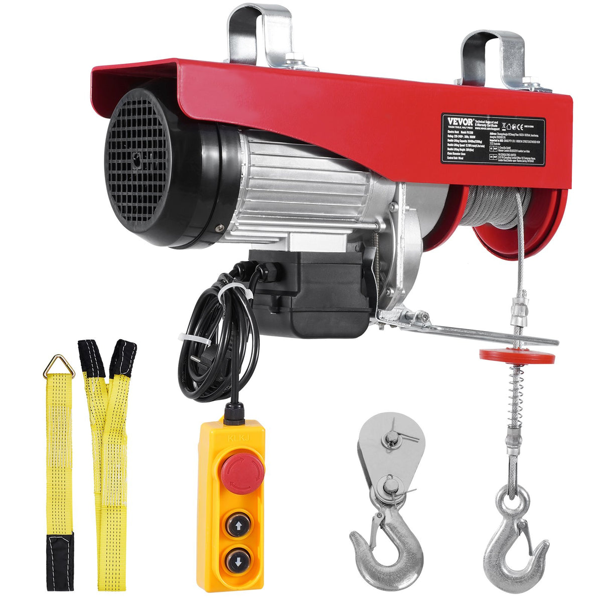 VEVOR Electric Hoist Winch, 1198 kg Capacity, with 4.27 m Cable Remote Control, 230 V