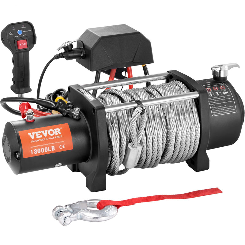 VEVOR elektriskā vinča - 8165 kg ar IP67 aizsardzību, tērauda trosi un bezvadu tālvadību