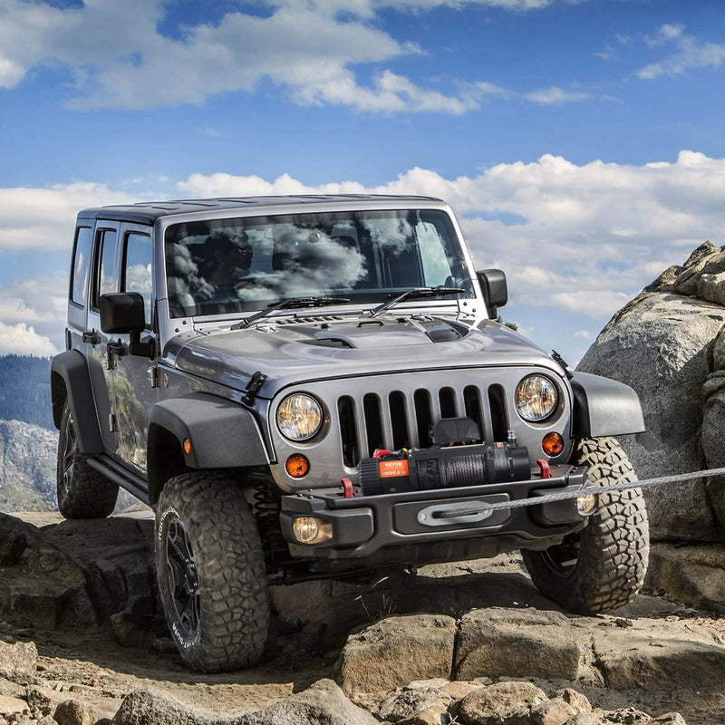 VEVOR elektriskā vinča - 12V, 4536 kg ar neilona virvi, IP67, bezvadu tālvadības pulti un hawse vadotni