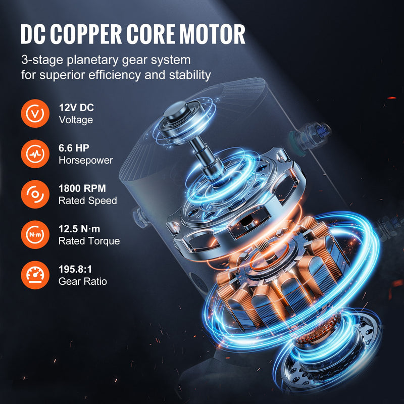 VEVOR smagās klases elektriska vilkmes vinča kravas automašīnām 6,12 kg - sintētiska virve, ūdensizturīgs, tālvadības pults