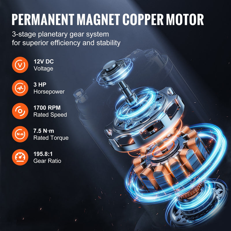 VEVOR elektriskā vinča kravas automobiļiem - 4536 kg ar sintētisko virvi, udensizturīga, tālvadības pults