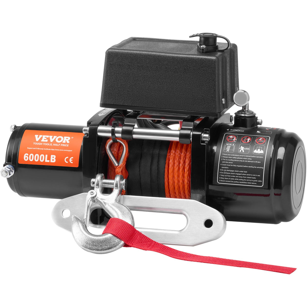 VEVOR Electric Winch for Cargo Vehicle, 2722 kg Load Capacity, with Synthetic Rope and Waterproof Remote Control