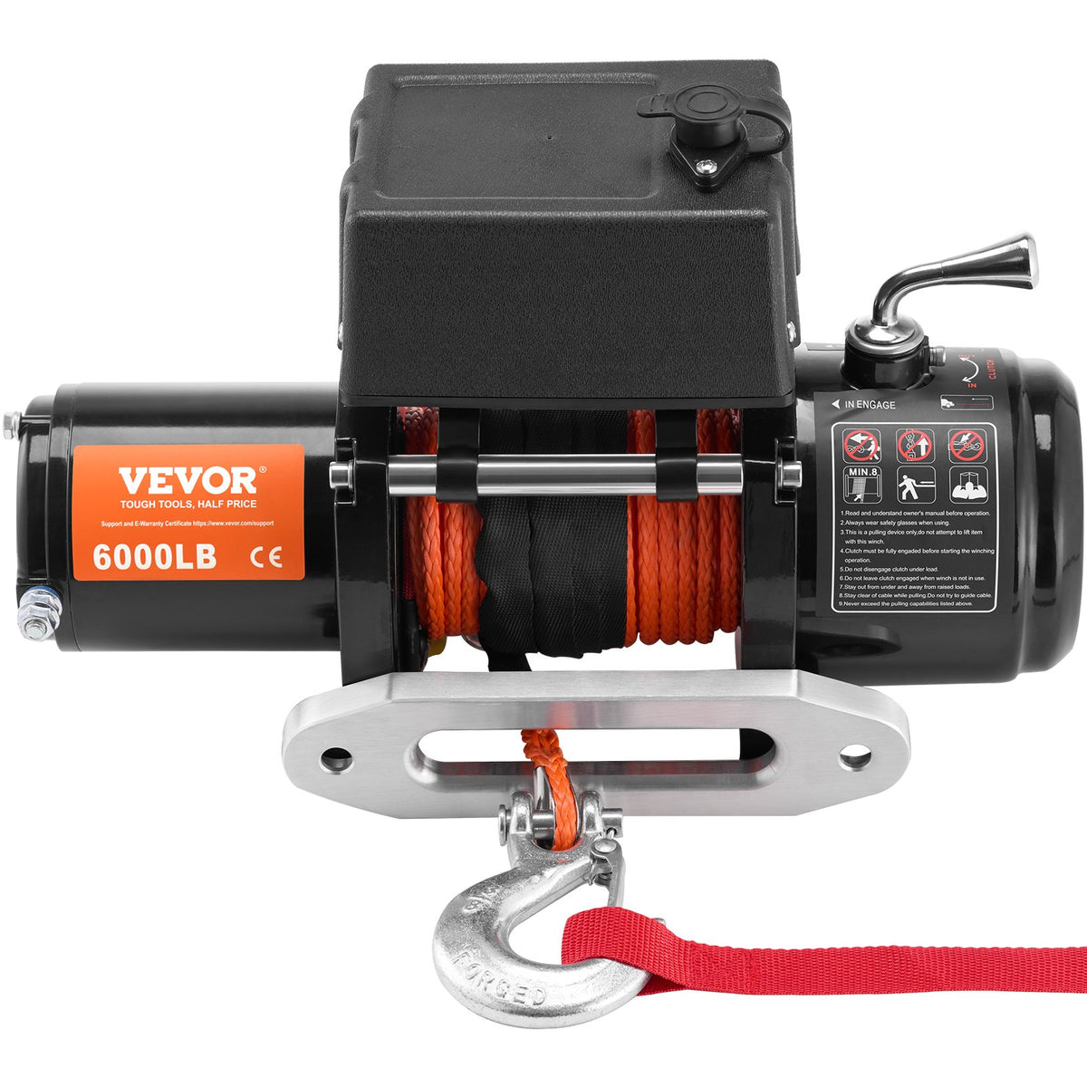 VEVOR Electric Winch for Cargo Vehicle, 2722 kg Load Capacity, with Synthetic Rope and Waterproof Remote Control